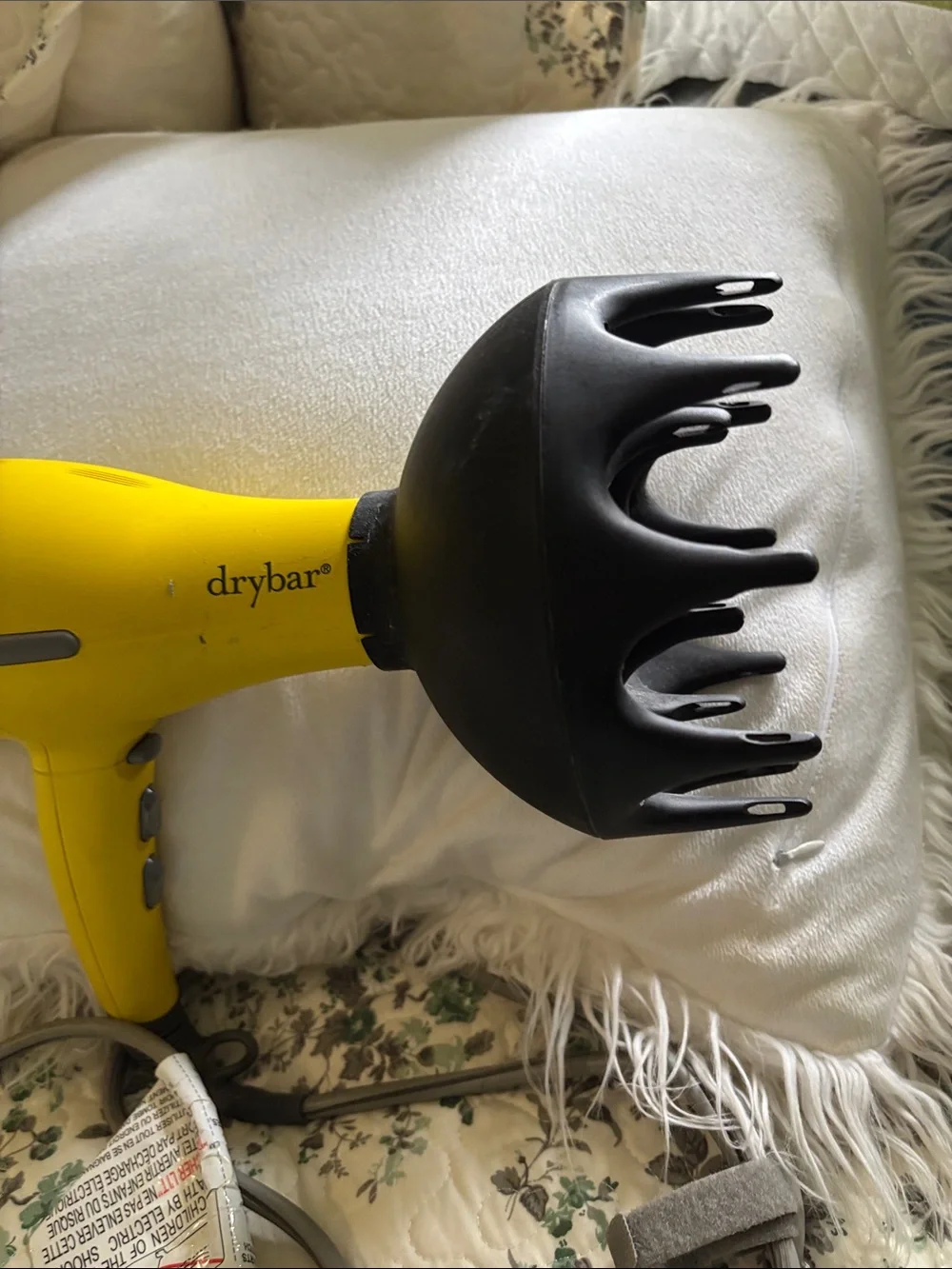 Drybar Yellow Hair Dryer with Black Curl Diffuser